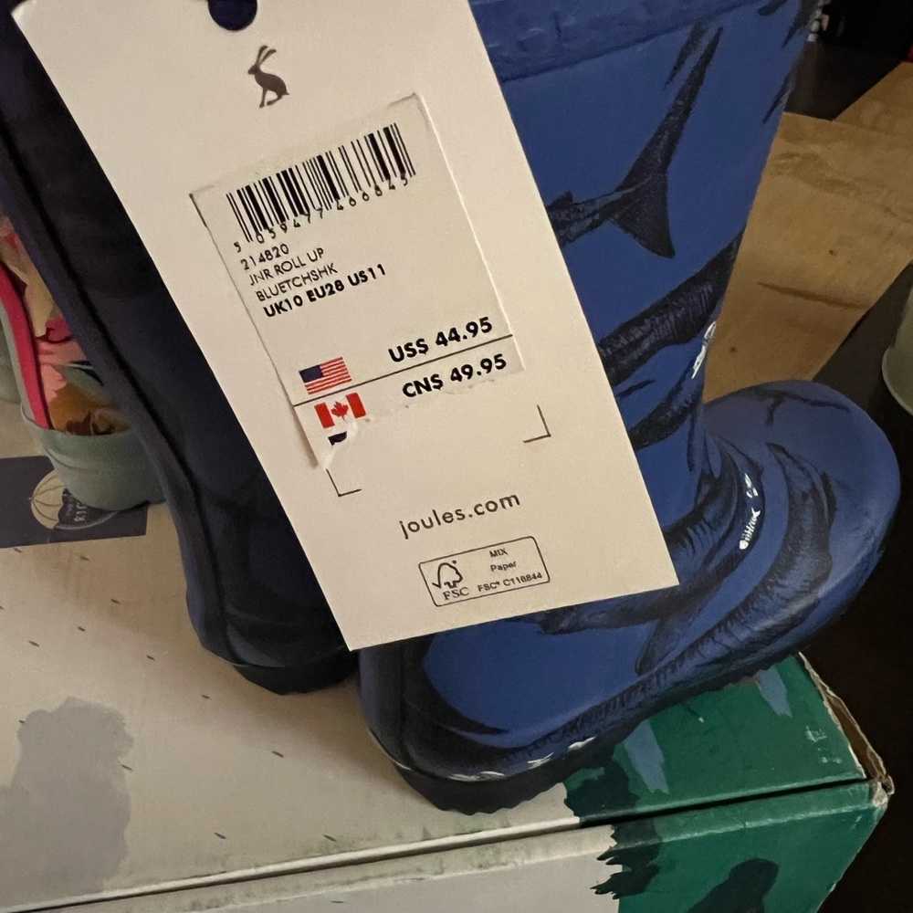 Joules Kids Blue Shark Rain Boots